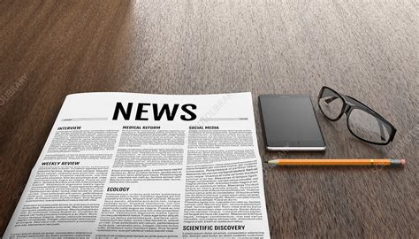 Newspaper on desk, illustration - Stock Image - F022/8248 - Science Photo Library