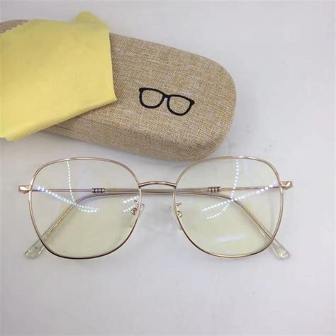 Anti Blue Light Metal Frame Eyeglasses For Unisex Replaceable Lens High Quality Free Hard Case