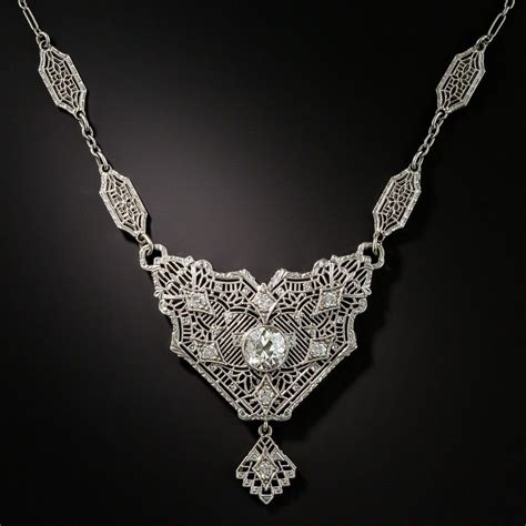 Art Deco Diamond Filigree Necklace Art Deco Jewelry Deco Jewelry