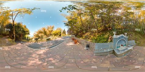 360° view of Botanical garden Georgia Batumi blue sky trees spring with 3D spherical panorama ...