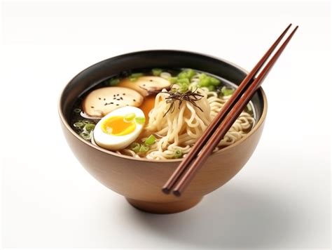 Premium Photo Ramen Soup With Noodles Leek Nori Shiitake Mushroom