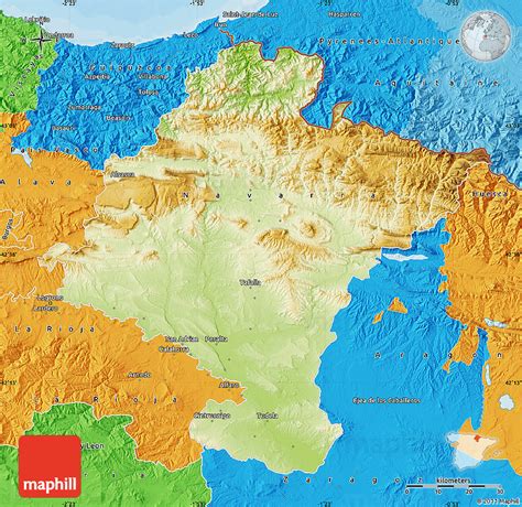 Physical Map of Navarra, political outside