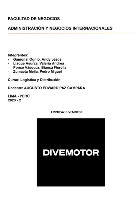 Informe Final Qu Es Divemotor Divemotor Es La Empresa