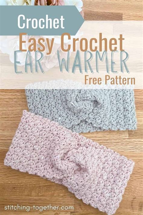 Two Crochet Headbands With Text That Reads Easy Crochet Ear Warmer