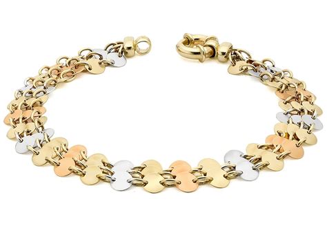 Carissima Gold Ct Colour Gold Row Disc Link Bracelet Of Length