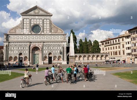 Renaissance Facade Of The Basilica Di Santa Maria Novella Piazza Santa