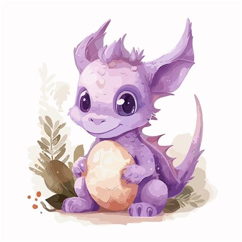 Premium Vector Purple Baby Dinosaur On White Background