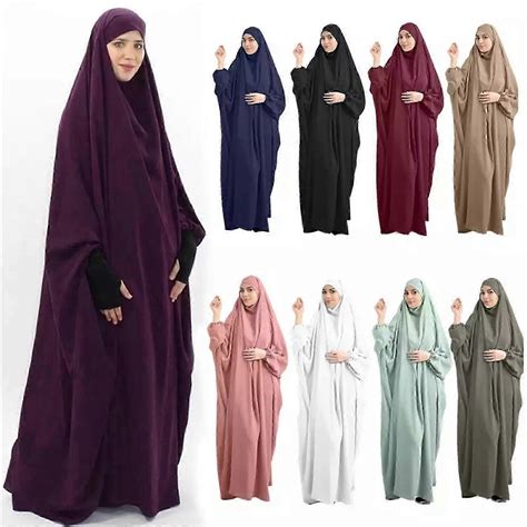 Muslim Dress Ramadan Abaya Hooded One Piece Prayer Dress | Fruugo UK