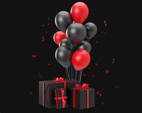 Red Balloons Black Background