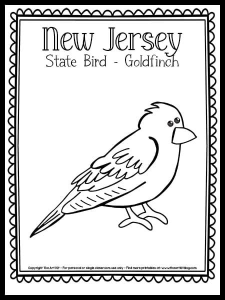 {Free Printable} New Jersey State Bird Coloring Page, Goldfinch - The ...