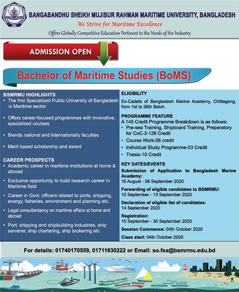 Marine Academy Bangladesh | Admission Open: Bachelor of Maritime ...