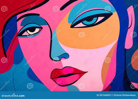 Sport Woman Abstract Poster Cubist Modern Graphic Portrait Cubism