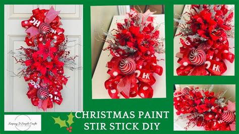 High End Easy Inexpensive Christmas Paint Stir Stick Door Swag