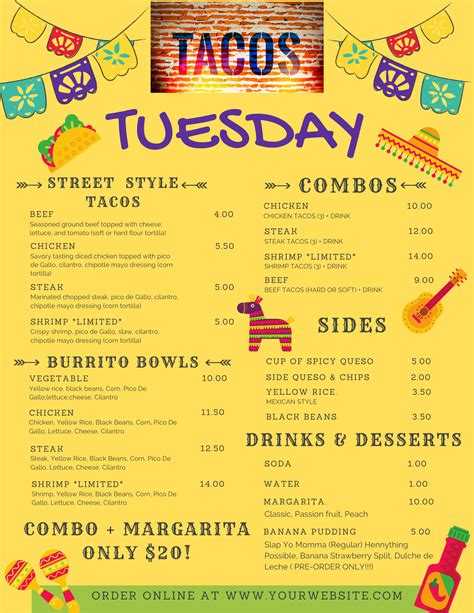 Fully Editable Taco Tuesday Menu, Taco Tuesday Promo Flyer, Restaurant ...