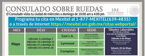 Mayo Fechas Y Horarios Del Consulado Sobre Ruedas En California