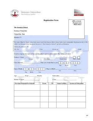 Fillable Online Registration Form Affix A Recent Passport Size Photo