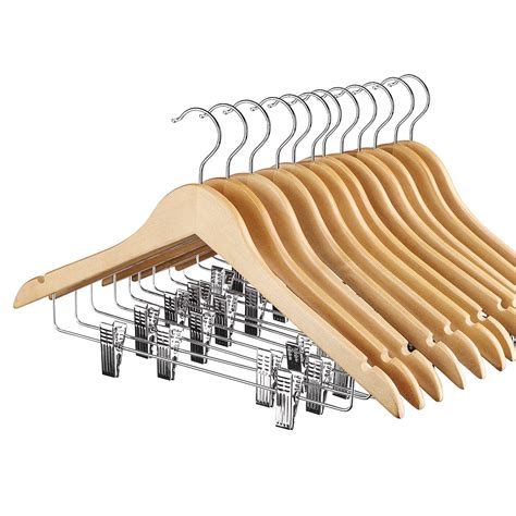 ACSTEP Heavy Duty Wooden Hangers For Suits Jeans Skirts Pants 12