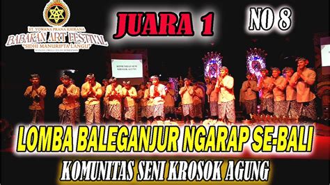 Juara 1 Komunitas Seni Krosok Agung Lomba Baleganjur Ngarap Se Bali