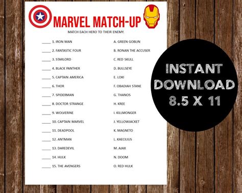 Printable Marvel Trivia Printable Avengers Trivia Avengers Birthday