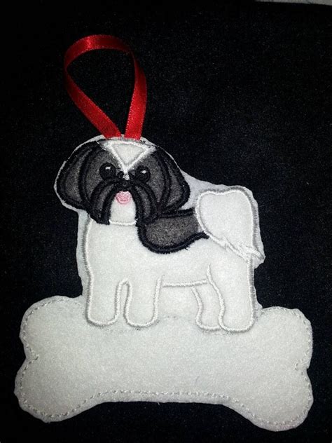 Personalized Shih Tzu Dog Felt Ornament Etsy