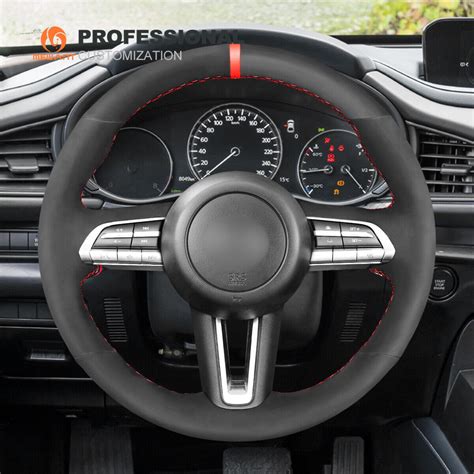 Mewant Diy Black Suede Car Steering Wheel Cover For For Mazda Axela