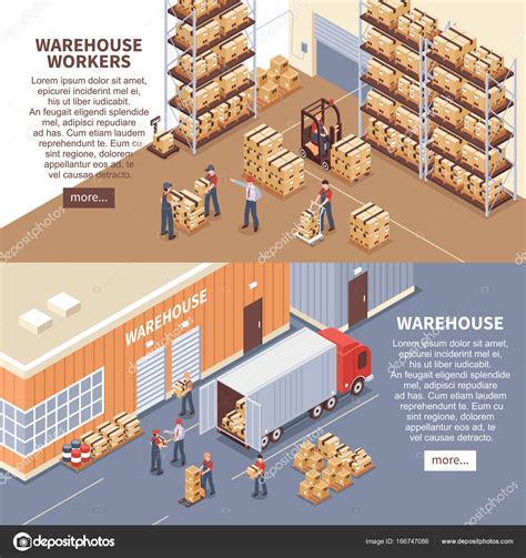 Warehouse Banners Set Stock Vector By Macrovector 166747086