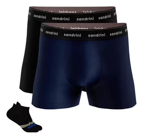 Kit 2 Cuecas Boxer Sandrini Box Algodão Adulto 2 Meias MercadoLivre