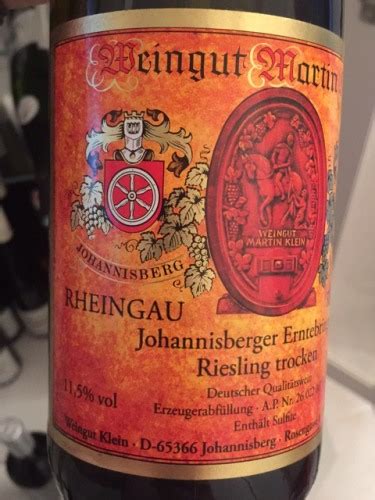 Weingut Martin Klein Johannisberger Erntebringer Riesling Trocken