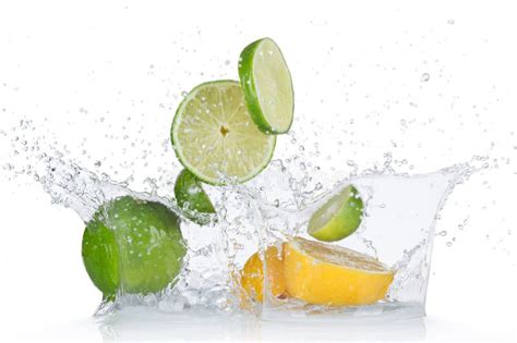 Limes And Lemons With Water Splash Stock Image Image Of Freshness