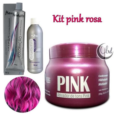 Cabelo Pink Rosa Intenso Matizador 250g Tinta 60g Ox 90ml Mairibel