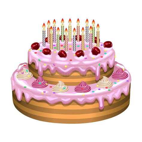 Birthday Cake On A White Background Vector Illustration Stock Vector