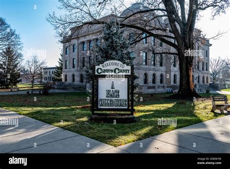 Wilmington, Ohio/USA-January 5, 2019: Welcome to Clinton County sign ...