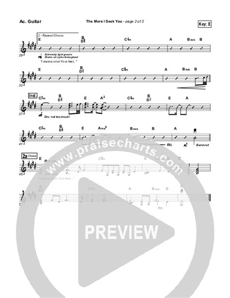 The More I Seek You Acoustic Guitar Sheet Music Pdf Gateway Worship