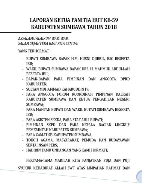 Laporan Ketua Panitia Hut Ke 59 Pdf