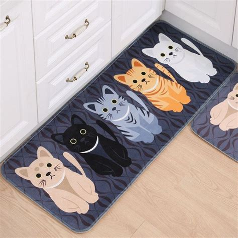 Cute Cat Print Carpets With Anti Slip Tapete Cat Theme Cat Room Cat Mat