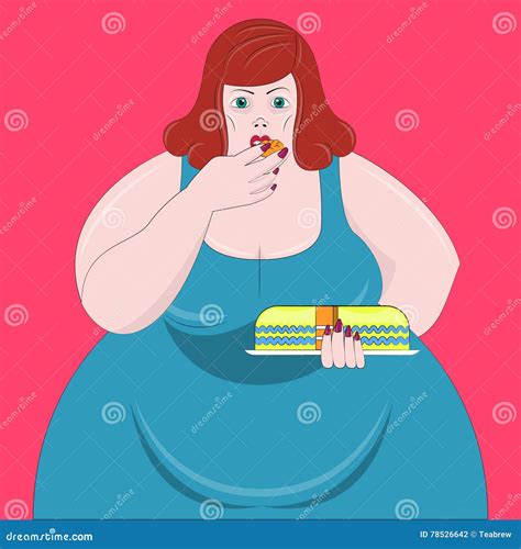 Obesity Woman Vector Illustration Stock Vector Illustration Of Makeup