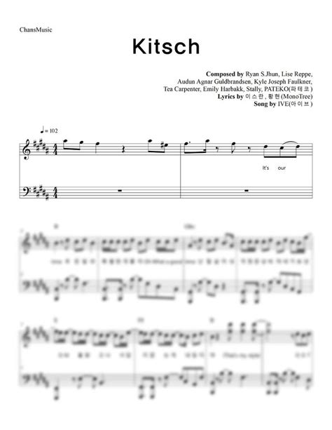 악보 Ive 아이브 Kitsch 코드 가사 포함 By 찬스뮤직