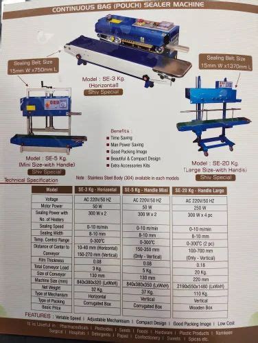 Semi Automatic Iron Continuous Plastic Bag Sealer Model Name Number