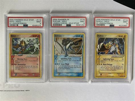 Mavin Pokémon EX Unseen Forces PSA MINT 9 Gold Star Entei 113 Raikou