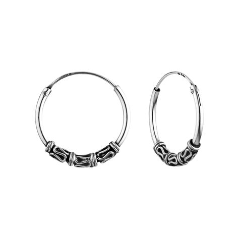 Zilveren Oorbellen Oorring Creolen Zilveren Bali Hoops 16 Mm Met