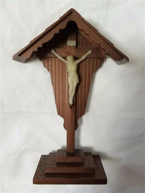 Vintage Catholic Crucifix Grotto Free Standing 2101199498