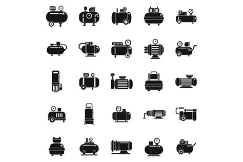 Compressor Icons Set Simple Vector Air Car