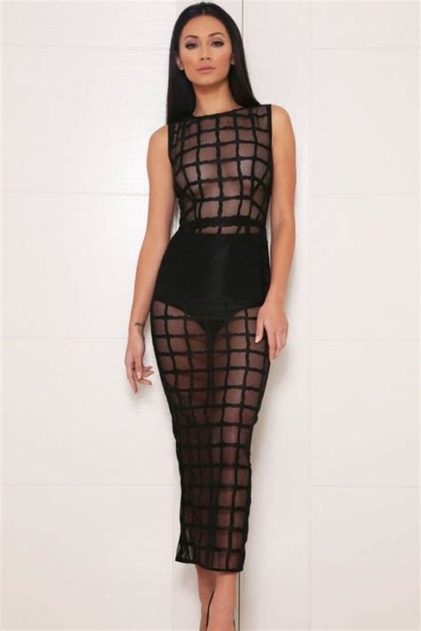 Sexy Black Night Club Sheer Women Seethru Dress Online Store For