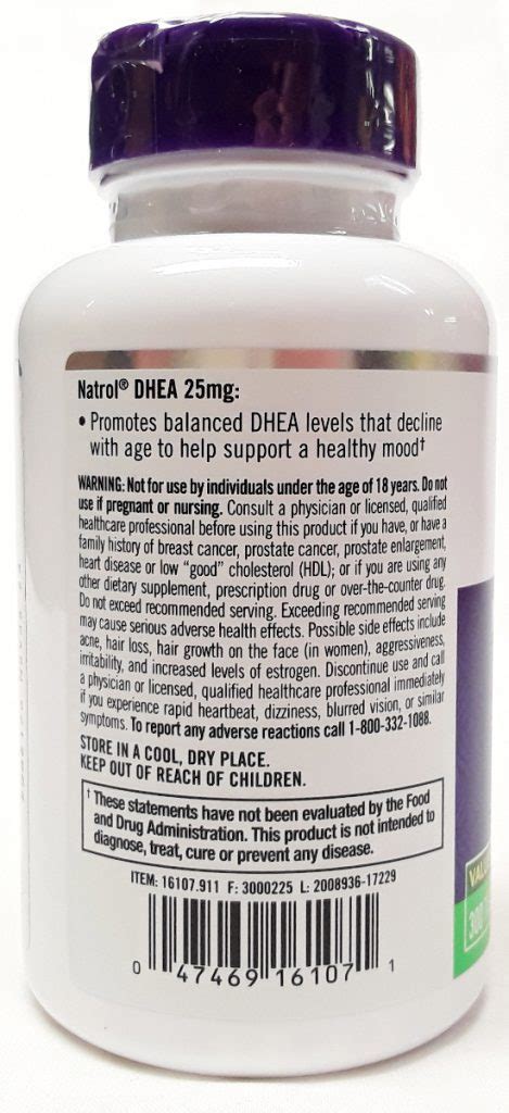 Natrol DHEA 25mg 300 tablets