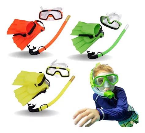 Kit Mergulho Óculos Pé De Pato Snorkel Infantil Natação Parcelamento