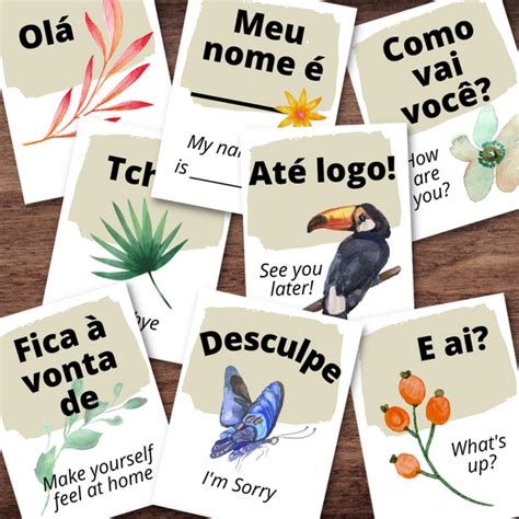 Portuguese Language Eight Phrases Phase Flash Cards Illustrated Full Savy Activities