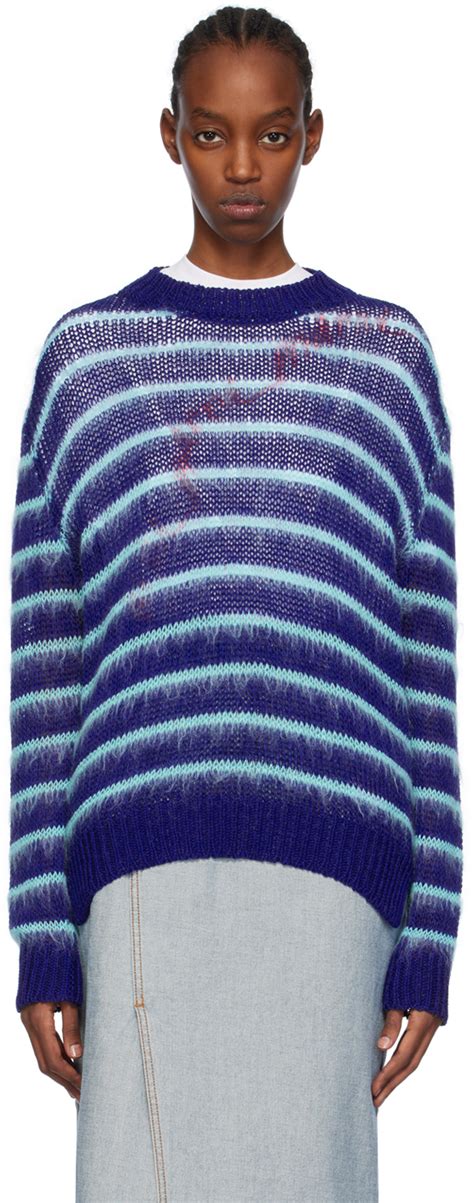 Marni Blue Striped Sweater SSENSE