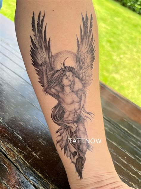 Tatuaje temporal de ángel caído Tatuaje temporal de media Etsy México