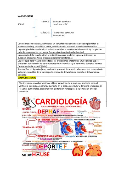 Estenosis Mitral Resumen Valvulopatias Soplo S Stole Estenosis