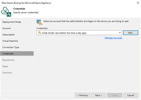 Step 7 Specify User Credentials Veeam Backup For Microsoft Azure Guide